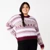 Juniors' Plus Size SO® Fuzzy Cropped Print Sweater 1 Juniors' Plus Size SO® Fuzzy Cropped Print Sweater -Teens shop 5666507 Purple Maroon Geo