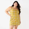 Juniors' Plus Size SO® Open Back Pinafore Mini Dress -Teens shop 5676941 Gold Black Plaid