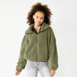 Juniors' SO® Sherpa Full Zip Jacket -Teens shop 5679058 Galvanized Green