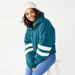 Juniors' SO® Sherpa Full Zip Jacket -Teens shop 5679058 Mystery Teal