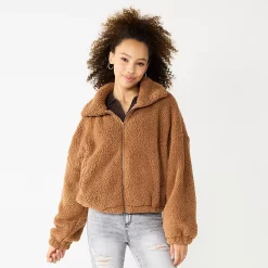 Juniors' SO® Sherpa Full Zip Jacket -Teens shop 5679058 Tan