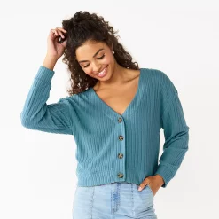 Juniors' SO® Cropped Button-Front Cardigan -Teens shop 5685552 Cove Blue