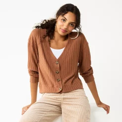 Juniors' SO® Cropped Button-Front Cardigan -Teens shop 5685552 Puebla Brown