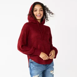 Juniors' SO® Balloon Sleeve Solid Hoodie -Teens shop 5685563 Cherries