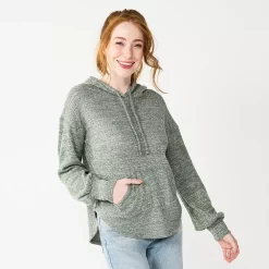 Juniors' SO® Balloon Sleeve Solid Hoodie -Teens shop 5685563 Cleveland Green