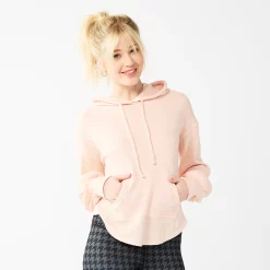 Juniors' SO® Balloon Sleeve Solid Hoodie -Teens shop 5685563 Hazy Peach