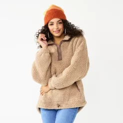 Juniors' SO® Quarter Zip Sherpa Jacket -Teens shop 5686355 Mocha Froth