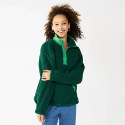 Juniors' SO® Quarter Zip Sherpa Jacket -Teens shop 5686355 Vintage Moss