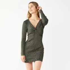 Juniors' Almost Famous Front Twist Mini Dress