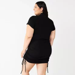 Juniors' Plus Size Almost Famous Drawstring Bodycon Dress -Teens shop 5686819 ALT