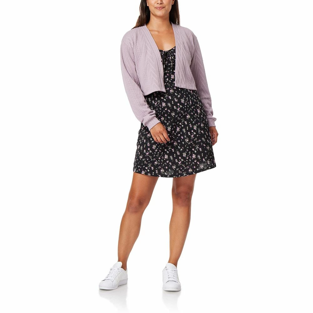 Juniors' WallFlower Cropped Cardigan & A-Line Mini Dress Set 3 Juniors' WallFlower Cropped Cardigan & A-Line Mini Dress Set