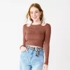 Juniors' SO® Cropped Shoulder Cutout Top