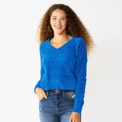 Juniors' SO® V-Neck Chenille Pullover Sweater -Teens shop 5696161 Emerson Blue