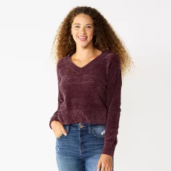 Juniors' SO® V-Neck Chenille Pullover Sweater -Teens shop 5696161 Magma