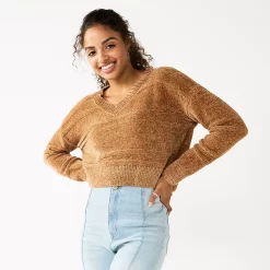Juniors' SO® V-Neck Chenille Pullover Sweater -Teens shop 5696161 Tan