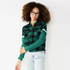 Juniors' SO® Fashion Flannel Shirt -Teens shop 5697480 Olive Buffalo Check