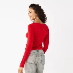 Juniors' SO® Solid Ruched Cutout Top -Teens shop 5703520 ALT