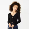 Juniors' SO® Solid Ruched Cutout Top -Teens shop 5703520 Black