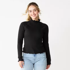 Juniors' SO® Cozy Mockneck Top -Teens shop 5703731 Black Luxe