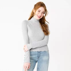 Juniors' SO® Cozy Mockneck Top -Teens shop 5703731 Gray Fox Heather