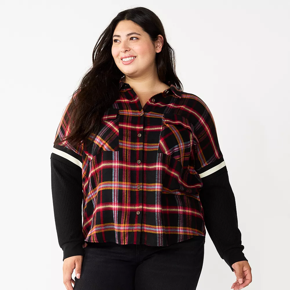 Juniors' Plus Size SO® Fashion Flannel Shirt 4 Juniors' Plus Size SO® Fashion Flannel Shirt - Image 2