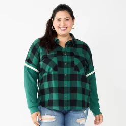 Juniors' Plus Size SO® Fashion Flannel Shirt 19 Juniors' Plus Size SO® Fashion Flannel Shirt -Teens shop 5711970 Olive Buffalo Check