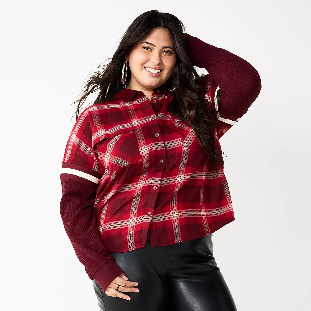 Juniors' Plus Size SO® Fashion Flannel Shirt 3 Juniors' Plus Size SO® Fashion Flannel Shirt