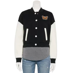 Juniors' Pink Republic Varsity Colorblock Jacket -Teens shop 5715038 Black Butterfly