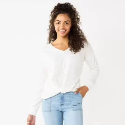 Juniors' SO® Ribbed Front Twist Top -Teens shop 5736217 Coconut White