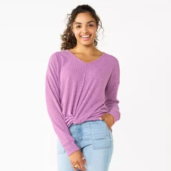 Juniors' SO® Ribbed Front Twist Top -Teens shop 5736217 Orchid Bracelet