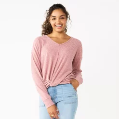 Juniors' SO® Ribbed Front Twist Top -Teens shop 5736217 Virginia Mauve