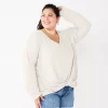 Juniors' Plus Size SO® Ribbed Front Twist Top