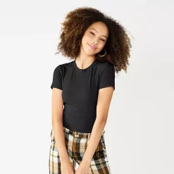 Juniors' SO® Cropped Ribbed Cutout Back Tee -Teens shop 5738952 Black Luxe