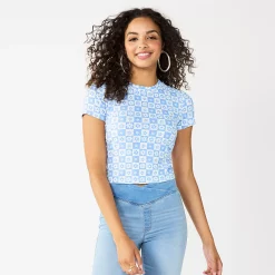 Juniors' SO® Cropped Ribbed Cutout Back Tee