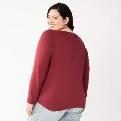 Juniors' Plus Size SO® Classic Long Sleeve Top 7 Juniors' Plus Size SO® Classic Long Sleeve Top -Teens shop 5753842 ALT