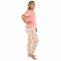 Women's Nite Nite by Munki Munki Short Sleeve Pajama Top & Pajama Pants Sleep Set -Teens shop 5805751 ALT2