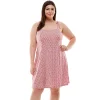 Juniors' Plus Size Lily Rose Tied Shoulder Notched Neck Skater Dress