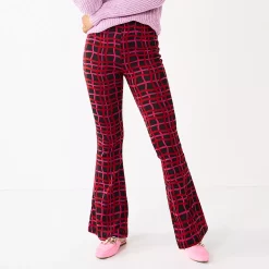 Juniors' SO® High-Rise Pull on Flare Pants -Teens shop 6120605 Wavy Plaid