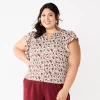 Juniors' Plus Size SO® Flutter Sleeve Keyhole Top -Teens shop 6142162 Ivory Berry