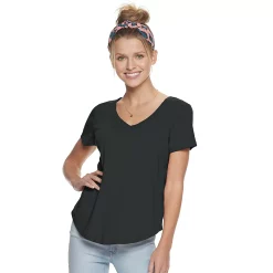 Juniors' SO® Favorite V-Neck Short Sleeve Tee -Teens shop 6171841 Black Luxe